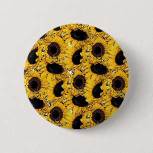 sun flowers petals swim dive marine nature yellow 2 inch round button