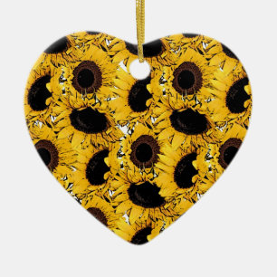 sun flowers petals swim dive marine nature yellow ceramic ornament