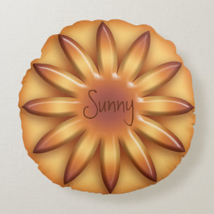 Sun. Geometric gradient element.Text. Round Pillow