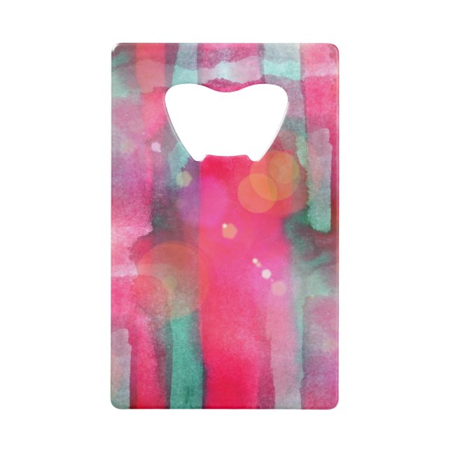 Sun glare abstract painted watercolor credit card bottle opener (Front)