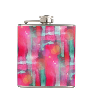 Sun glare abstract painted watercolor hip flask