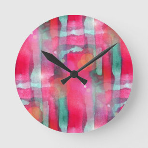 Sun glare abstract painted watercolor round clock