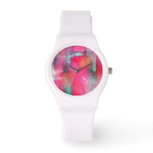 Sun glare abstract painted watercolor watch