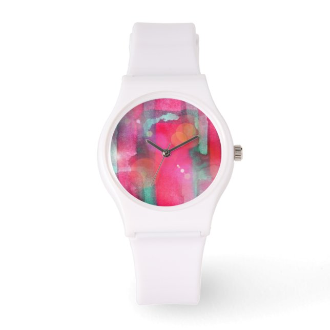 Sun glare abstract painted watercolor watch (Front)
