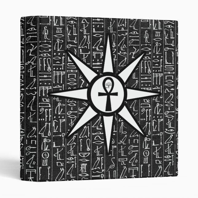 Sun God Egyptian Hiéroglyphes Occult Goth Classeur (Devant/Côté)