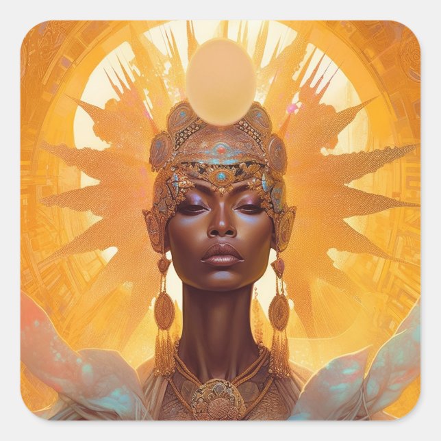 Sun Goddess Fantasy Art Square Sticker (Front)