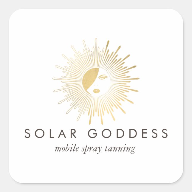 Sun Goddess Girl Logo Spray Tanning Salon Square Sticker (Front)