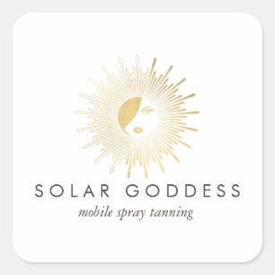 Sun Goddess Girl Logo Spray Tanning Salon Square Sticker