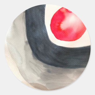 Sun grey and black abstract modern art classic round sticker