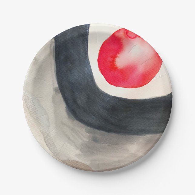 Sun grey and black abstract modern art paper plate (Front)
