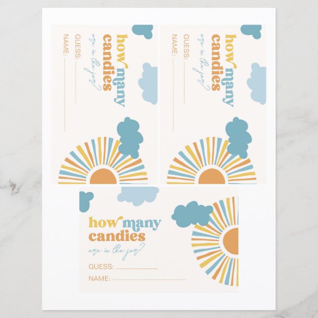 Sun Guess How Many Candies Cards (Front)