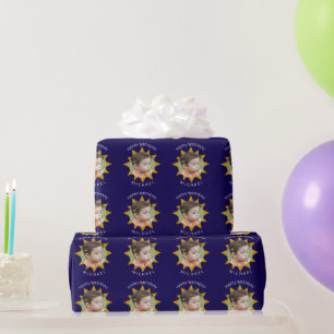Sun Happy birthday custom name and photo Wrapping Paper