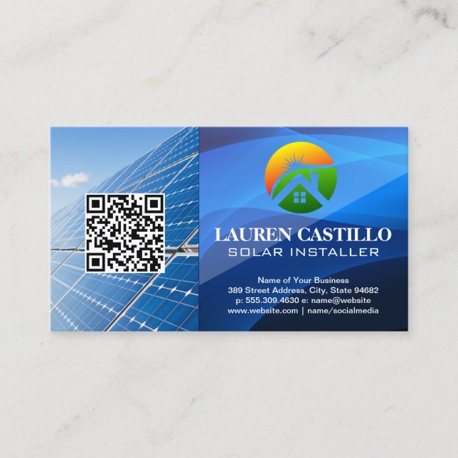 Sun Home Logo | Solar Panels | QR Business Card (Front)