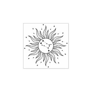 Sun Horoscope Gemini Sign Rubber Stamp