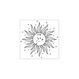 Sun Horoscope Leo Sign Rubber Stamp