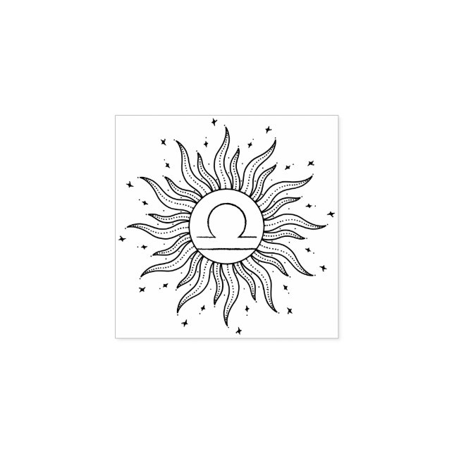 Sun Horoscope Libra | Zodiac Astrology Rubber Stamp (Imprint)