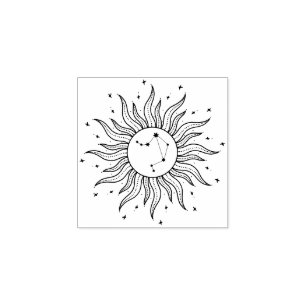 Sun Horoscope Libra   Zodiac Sign Astrology Rubber Stamp