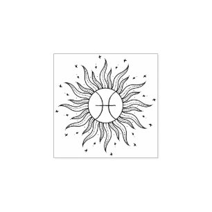 Sun Horoscope Pisces Zodiac Rubber Stamp