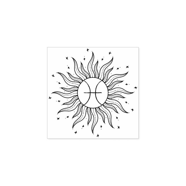 Sun Horoscope Pisces | Zodiac Rubber Stamp (Imprint)