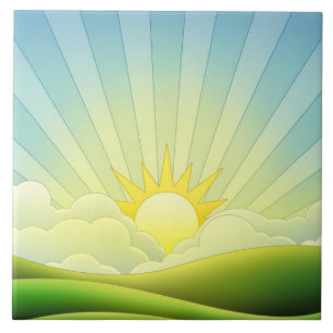 Sun illustration tile