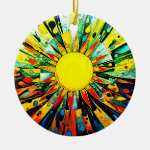 Sun In Abstract 910 Ceramic Ornament