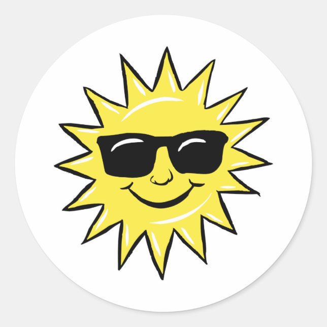 Sun in glasses classic round sticker (Front)