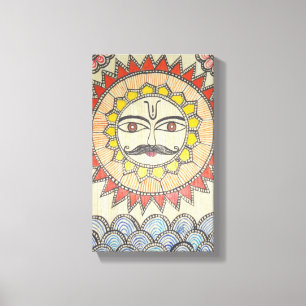 Sun in Madhubani painting style Canvas Print