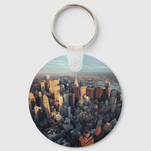 Sun Is Setting On New York City City-scape View Keychain