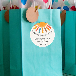 Sun Kids Birthday Party Thank You Favour Classic Round Sticker
