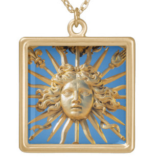 Sun King on Golden gate of Versailles castle Gold Plated Necklace
