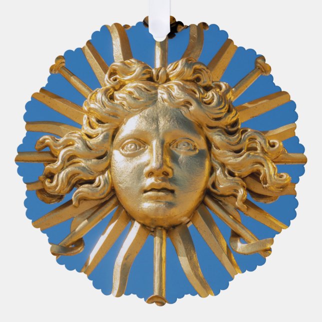 Sun King on Golden gate of Versailles castle Ornament Card (Front)