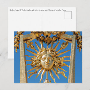 Sun King on Golden gate of Versailles castle Postcard