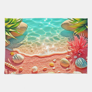 Sun-kissed Beach Shells Design Kitchen Towel