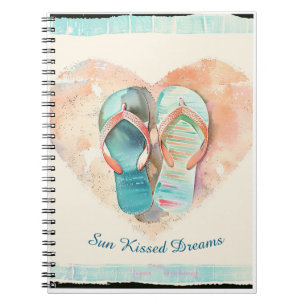 Sun Kissed Dreams Flip Flop Heart Spiral Notebook