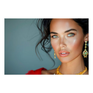 Sun-Kissed Emerald Opulence Digital Portrait Poster