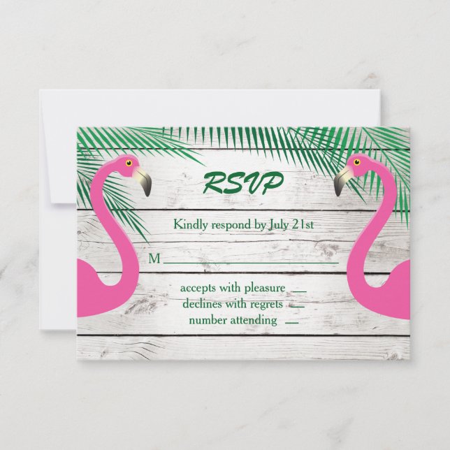 Sun Kissed Flamingo Wedding RSVP Card (Front)