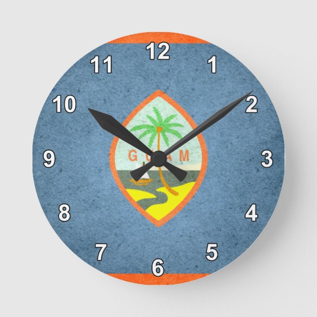 Sun kissed Guam Flag Round Clock (Front)