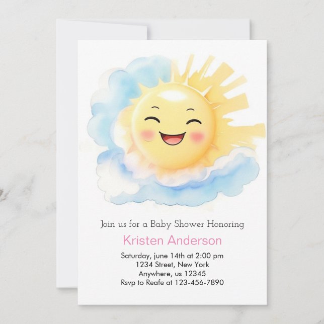 Sun-Kissed Happiness Girl Baby Shower Invitation (Front)