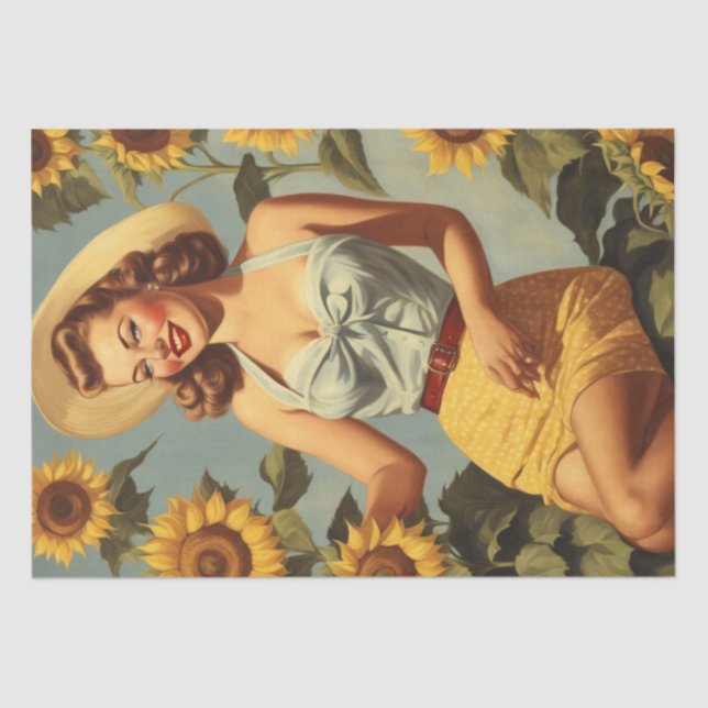 Sun-Kissed Pin-Up: A Decoupage Delight Tissue Paper (Front)