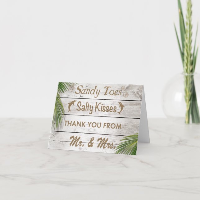 Sun Kissed Sandy Toes Salty Kisses Carte de remerc (Devant)