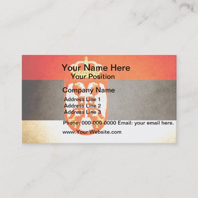 Sun kissed Serbia Flag Business Card (Front)