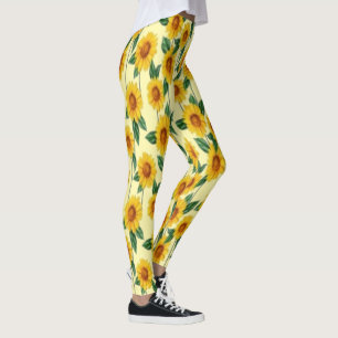 Sun-Kissed Sunflower Delight – Seamless Floral  Leggings