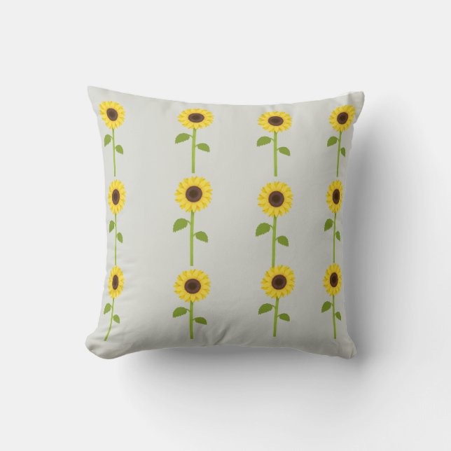 "Sun-Kissed Sunflower Square Pillow" Throw Pillow (Front)