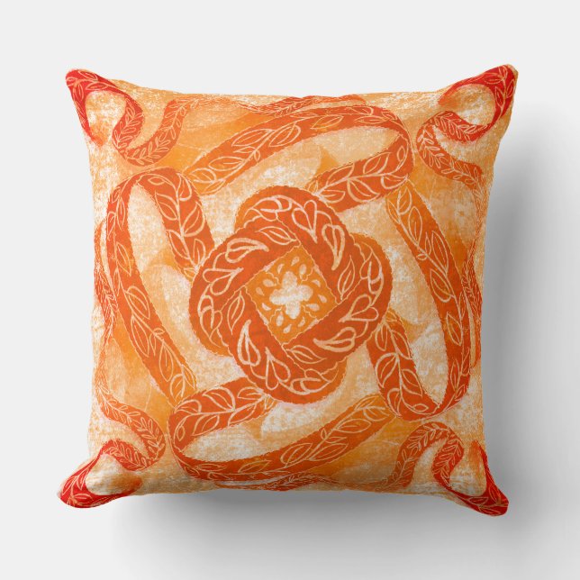 Sun-Kissed Swirl Knot Pattern Throw Pillow (Front)