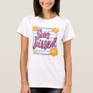 Sun Kissed Tropical Hibiscus Flower Retro Summer T-Shirt