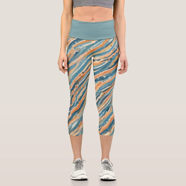 Sun-kissed Watercolors Capri Leggings (Front)