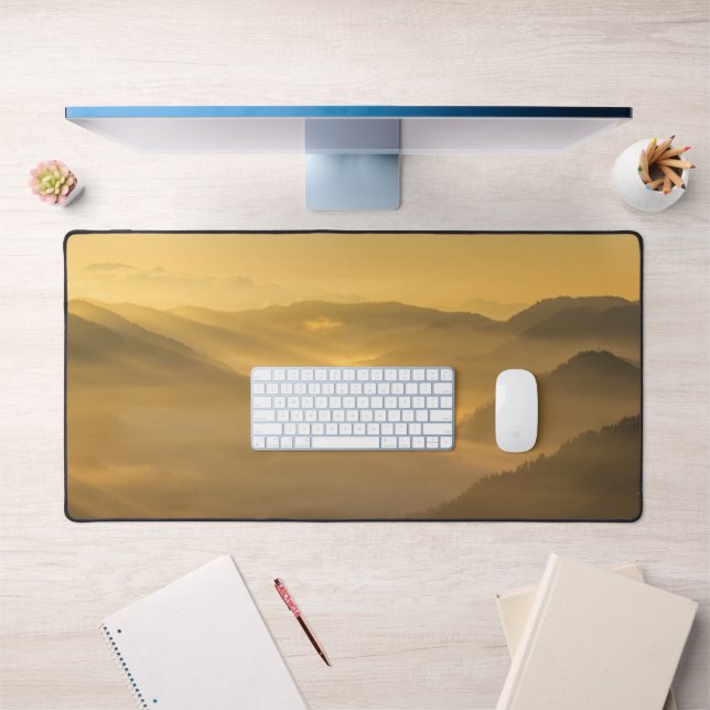Sun light shining on morning fog desk mat (Office 1)