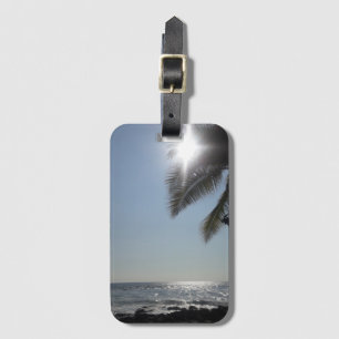 Sun lit Palm Tree Ocean          Luggage Tag