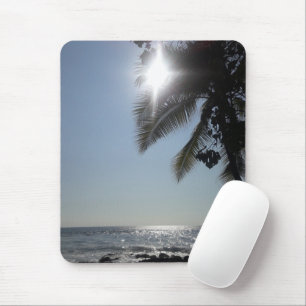 Sun lit Palm Tree Ocean   Mouse Pad