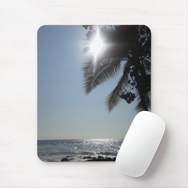 Sun lit Palm Tree Ocean   Mouse Pad (With Mouse)